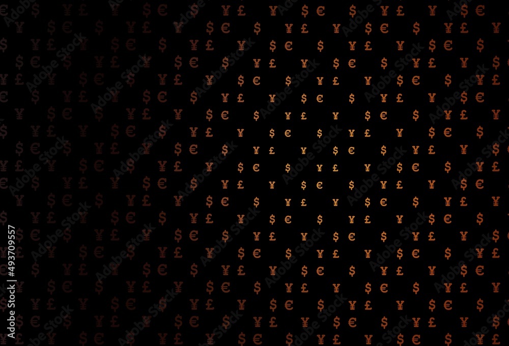 Dark orange vector pattern with EUR, USD, GBP, JPY. Dark orange vector pattern with EUR, USD, GBP, JPY.