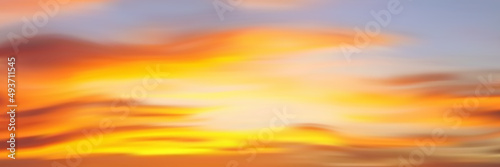 Panoramic sunset sky, natural background, vector illustration, gradient mesh. © Valerii