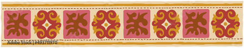 Ethnic background on the theme of Scythian and Turkic art, vector design, border