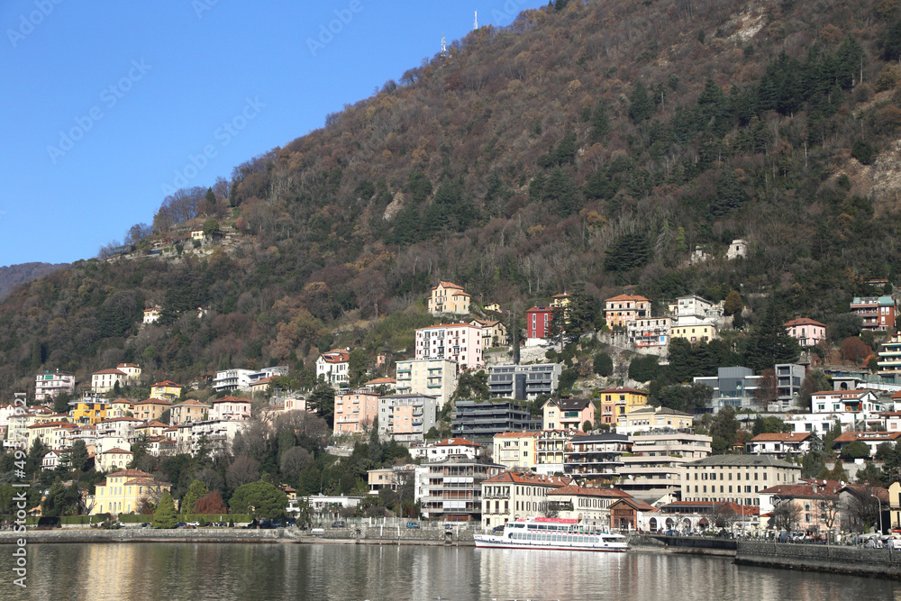 Lake Como in Italy on a sunny day 