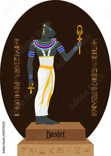 illustrated egyptian god with background