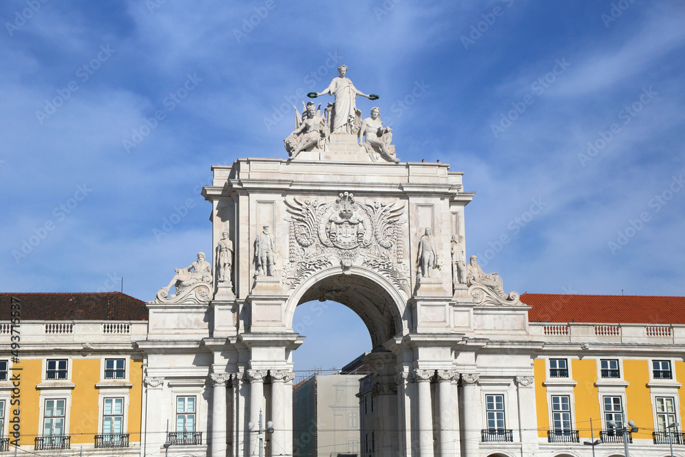 historic architecture of Commercial Square of Lisbon, landmark of Portugal 