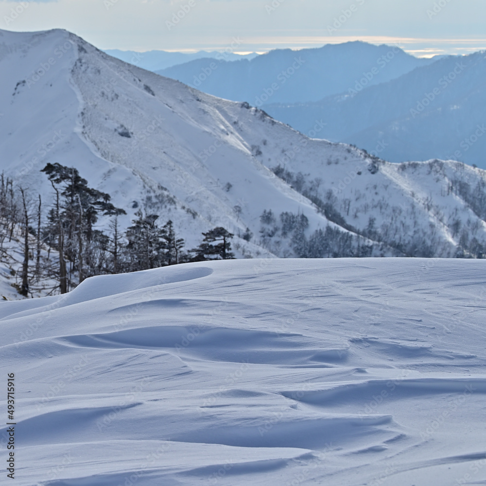 Fototapeta premium 四国徳島県にある日本百名山「剣山」の冬景色