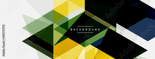 Color triangles composition, geometric abstract background. Techno or business concept, pattern for wallpaper, banner, background, landing page