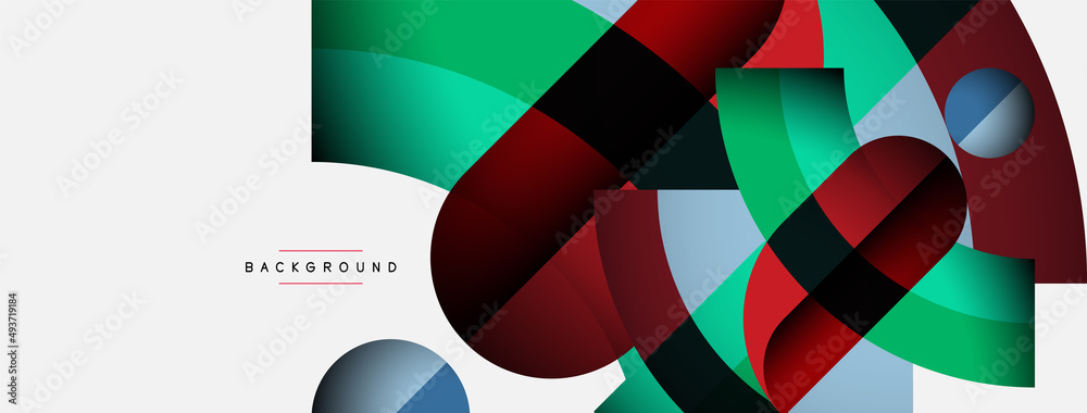 Geometric abstract background. Round shapes, circles, lines composition for wallpaper banner background or landing page Geometric abstract background. Round shapes, circles, lines composition for wallpaper banner background or landing page