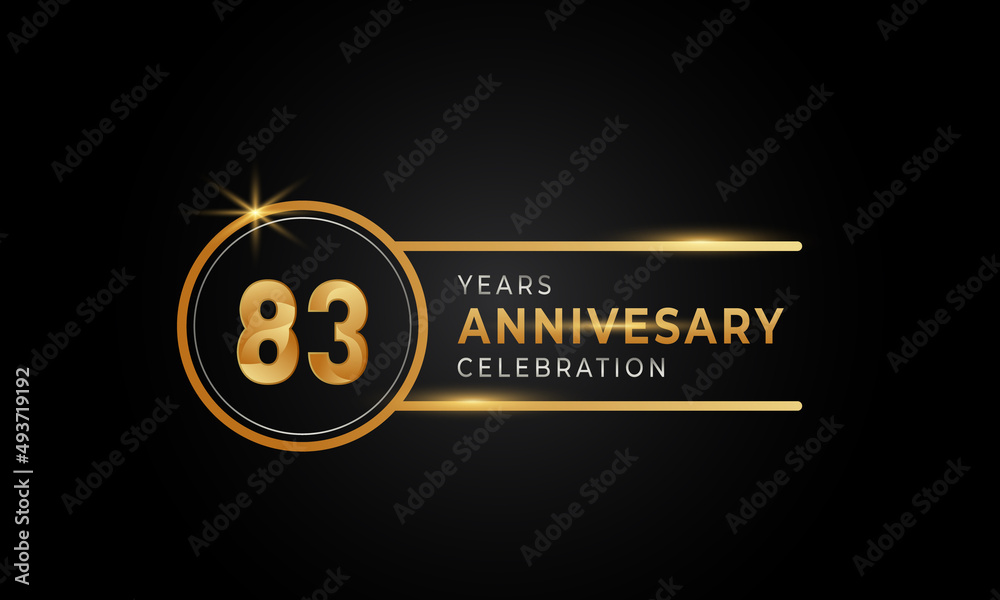 83 Year Anniversary Celebration Golden and Silver Color with Circle Ring for Celebration Event, Wedding, Greeting card, and Invitation Isolated on Black Background 83 Year Anniversary Celebration Golden and Silver Color with Circle Ring for Celebration Event, Wedding, Greeting card, and Invitation Isolated on Black Background