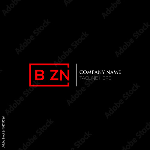 BZN logo monogram isolated on circle element design template, BZN letter logo design on black background. BZN creative initials letter logo concept.  BZN letter design. photo