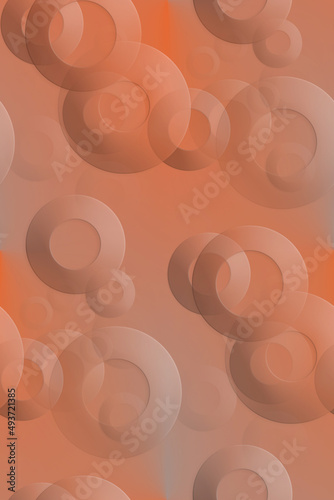 Abstract faded 3D illustrated orange discs.