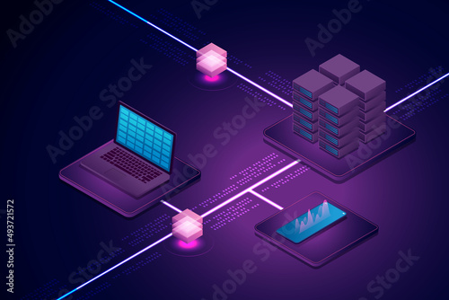 Connecting central data centers via laptops, mobile phones on Blockchain technology.