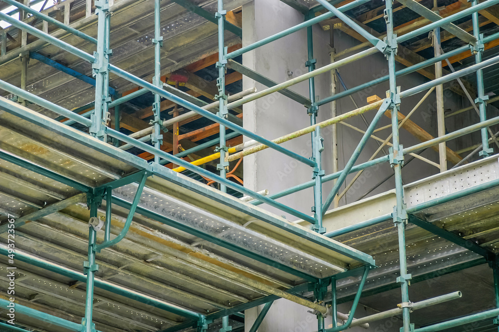Scaffolding of a multi storey building under construction
