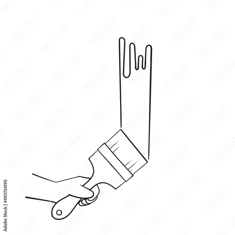 hand drawn doodle hand holding paint brush illustration vector isolated hand drawn doodle hand holding paint brush illustration vector isolated