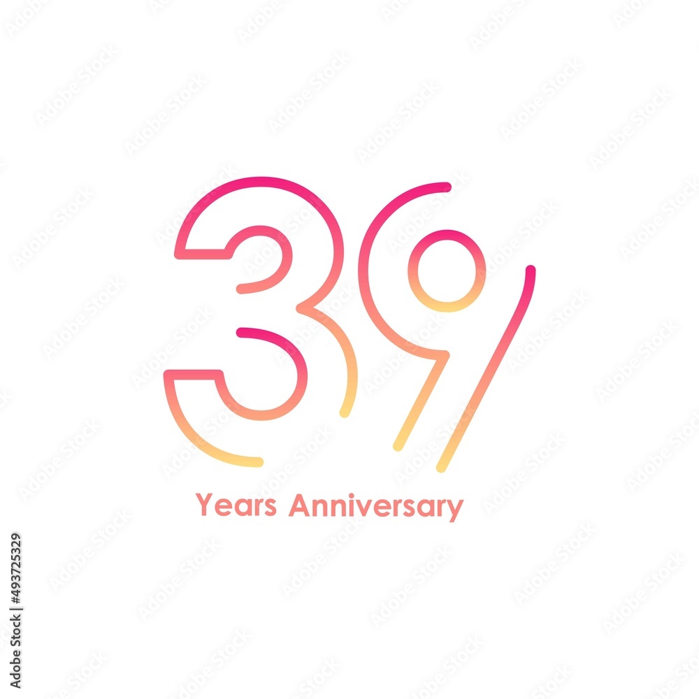 39 anniversary logotype with gradient colors for celebration purpose and special moment