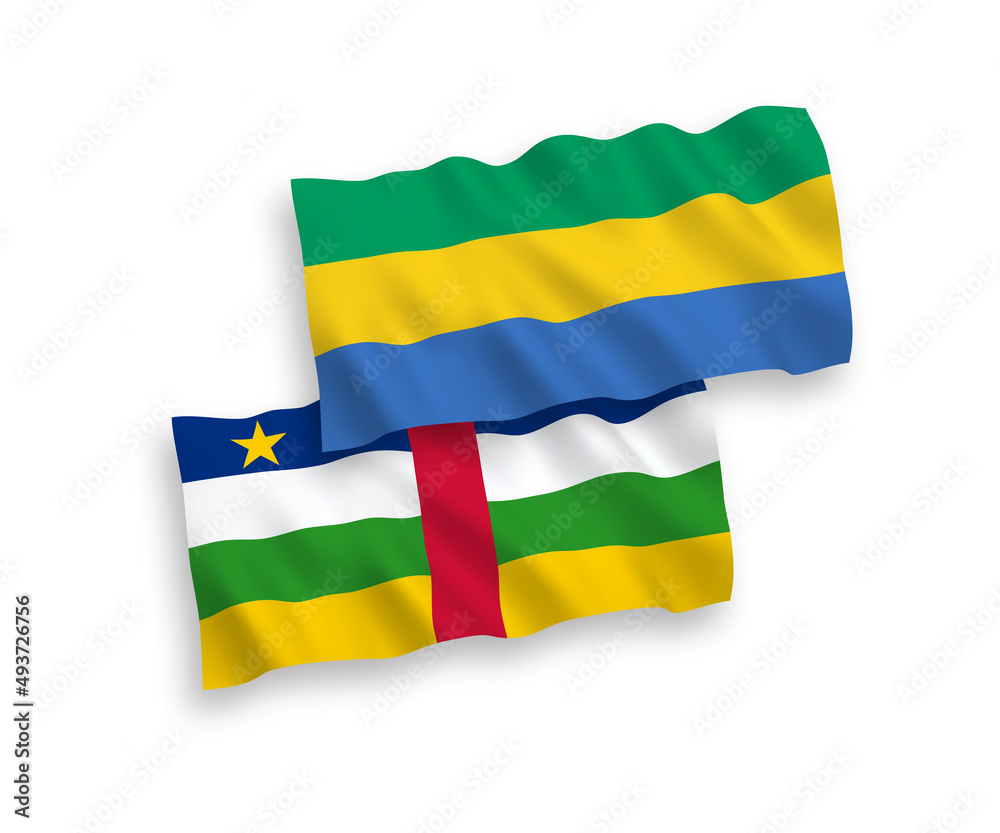 Obraz premium Flags of Central African Republic and Gabon on a white background
