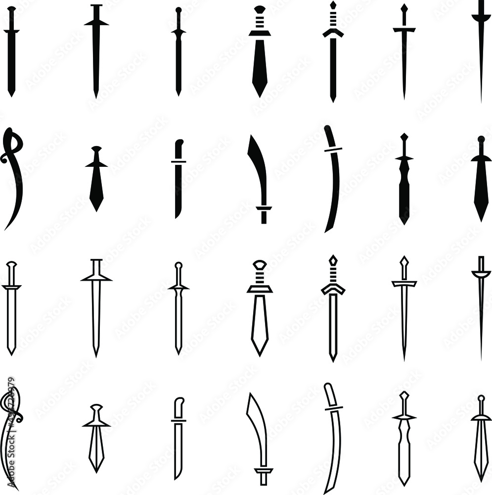 sword icon set simple, minimalisrt sword icon set simple, minimalisrt