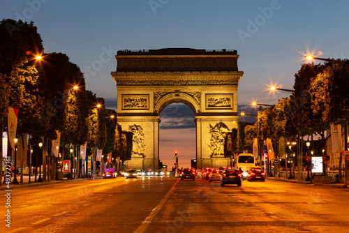 Arc de Triomphe Paris France Night View