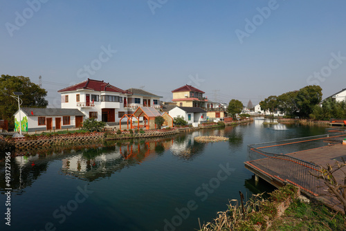 Suzhou, China - Mar7, 2022: Jijiadun Ideal Village, Jinxi Town, Kunshan, is a typical small village in the south of the Yangtze River, featuring "homestay" to create a village life co-creation cluster