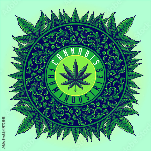 Luxury weed leaf mandala ornament Vector illustrations for your work Logo, mascot merchandise t-shirt, stickers and Label designs, poster, greeting cards advertising business company or brands.