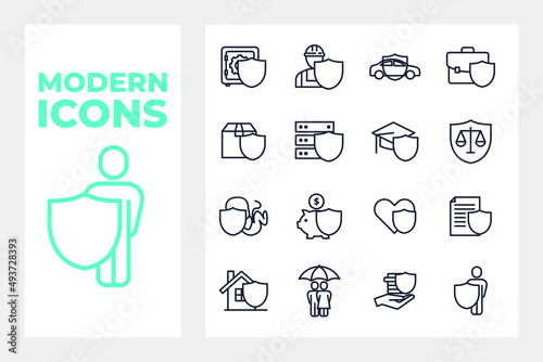 Insurance set icon symbol template for graphic and web design collection logo vector illustration