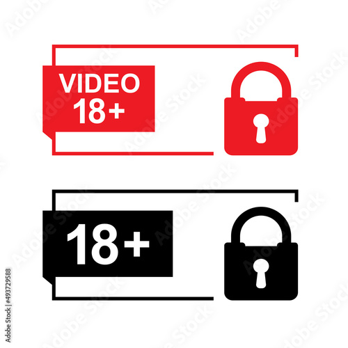 Parental control banners with padlock icon. Control for video content in Internet and streaming services. Age restrictions. Flat minimalistic design.