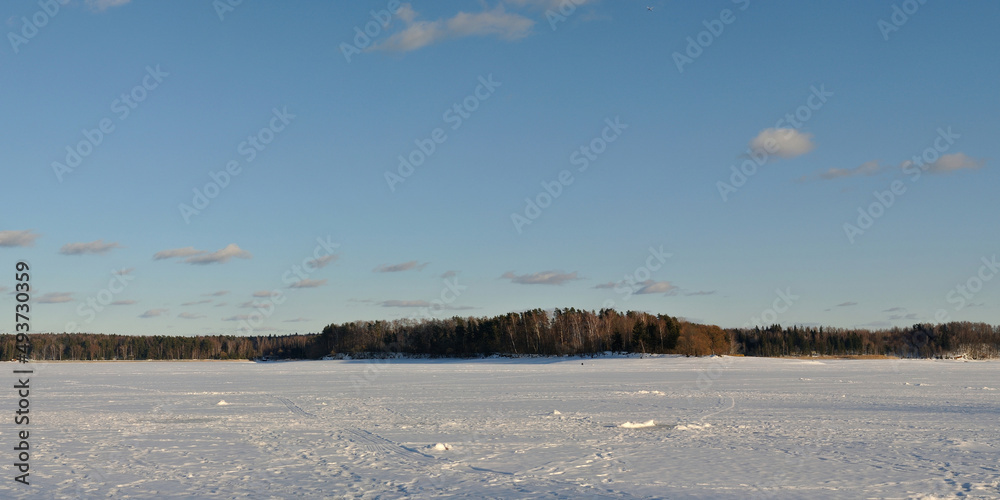 Spring fishing on the reservoir, panorama. Spring fishing on the reservoir, panorama.