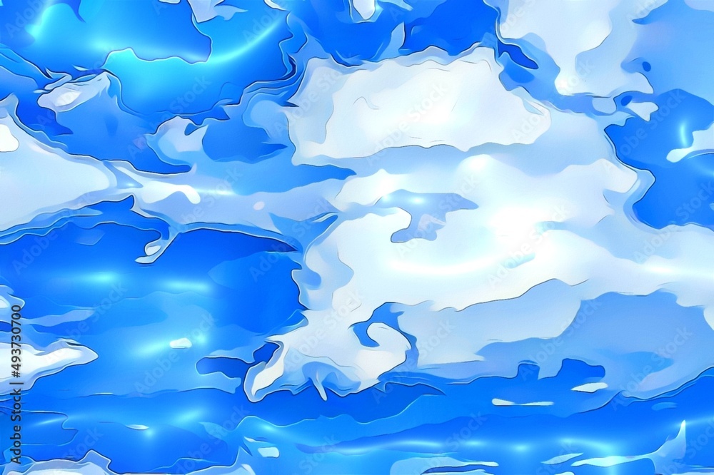 Beautiful abstract painting made up of blue and white colors