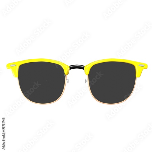 Oval sunglasses with yellow frames photo