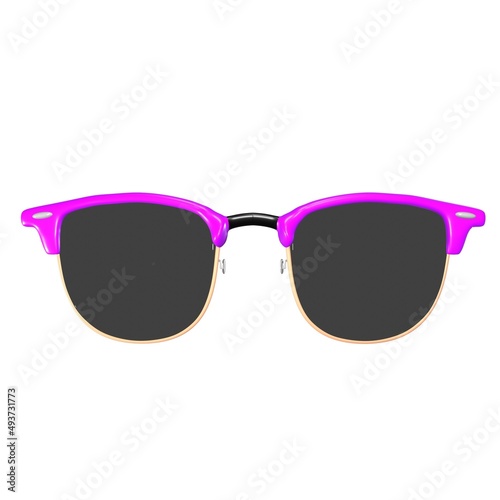 Oval sunglasses with purple frames