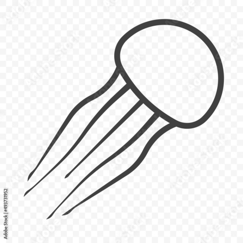 Jellyfish linear icon. A simple linear image of a marine life. Vector on a transparent png background.