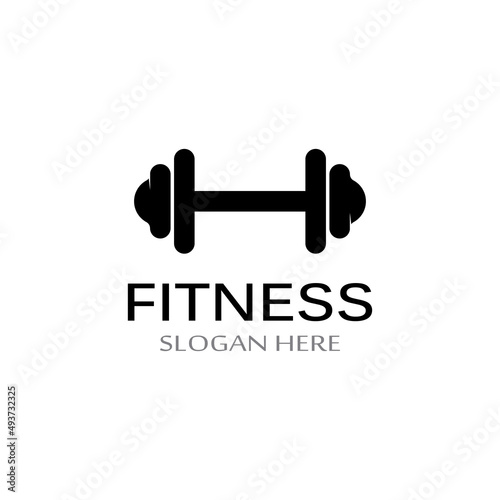 fitness gym and barbell silhouette logo.Design for fitness gym and barbell using a vector illustration template design concept