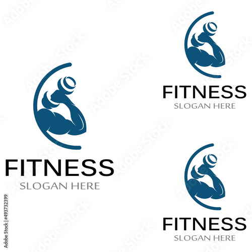 fitness gym and barbell silhouette logo.Design for fitness gym and barbell,using a vector illustration template design concept