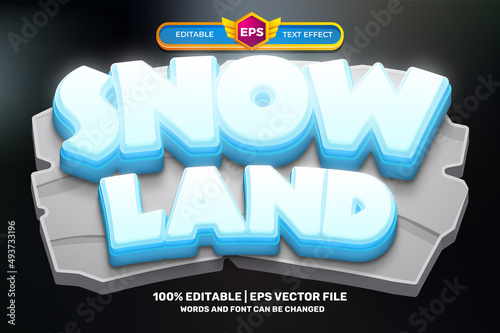cold Snow land cartoon game Bold 3D Editable text Effect Style