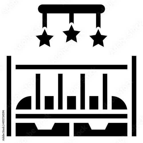 baby crib glyph icon,linear,outline,graphic,illustration
