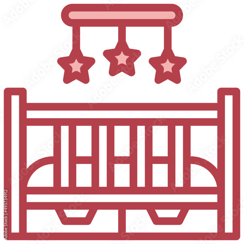 baby crib red line icon,linear,outline,graphic,illustration
