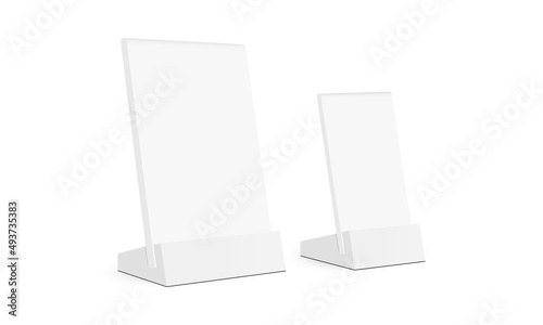 Desk Sign Holders for Menu, Flyer, Card or Prices, Isolated on White Background. Vector Illustration