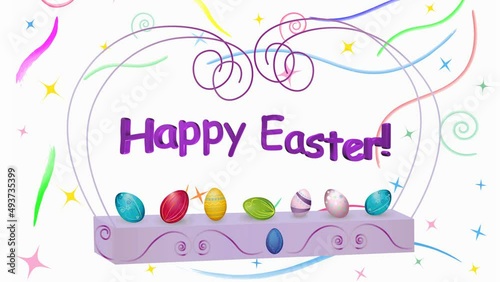 beautiful Easter background with colorful eggs with the inscription 