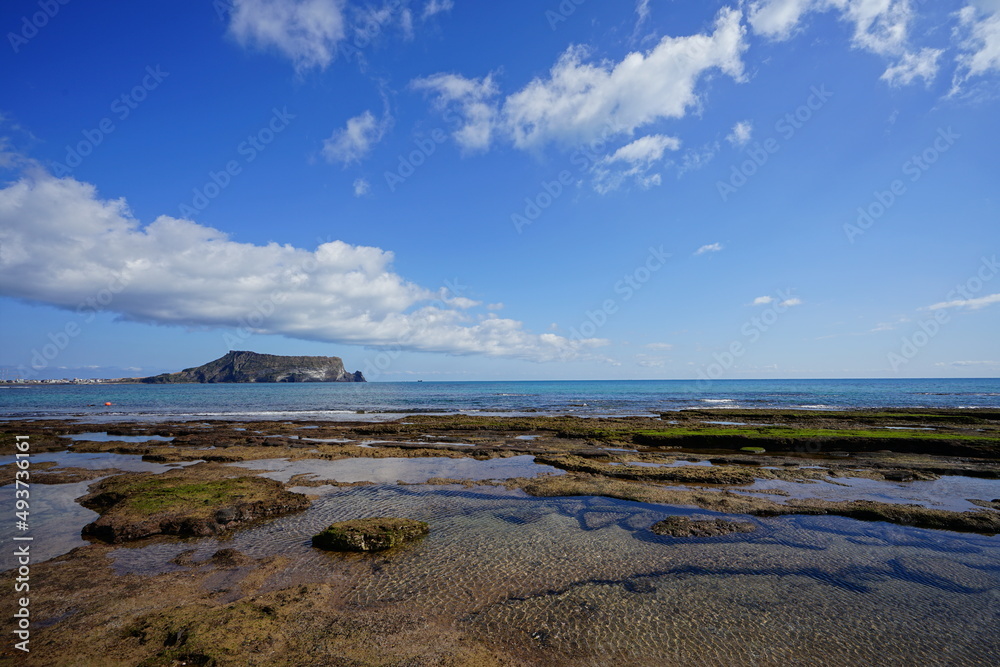 fine seaside view with charming clouds