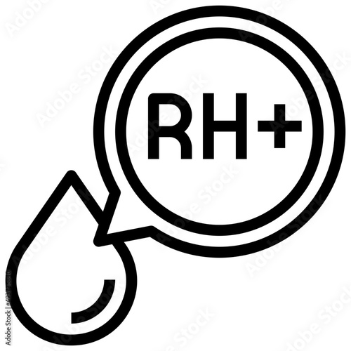 rh positive blood line icon,linear,outline,graphic,illustration
