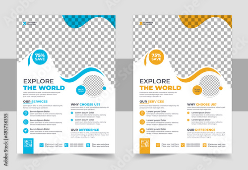 Travel Vacation Tour Agency Flyer Template Design. Travel Flyer Design Template, Travel Agency Flyer Design, flyer template design for Traveling Business Agency.