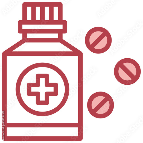 medicines red line icon,linear,outline,graphic,illustration