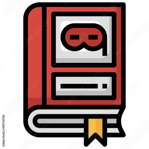 MYSTERY BOOK filled outline icon,linear,outline,graphic,illustration
