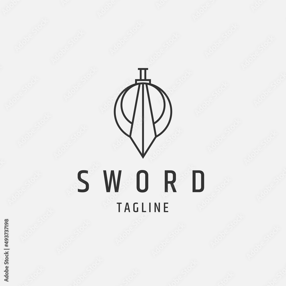 Sword line logo icon design template flat vector Sword line logo icon design template flat vector