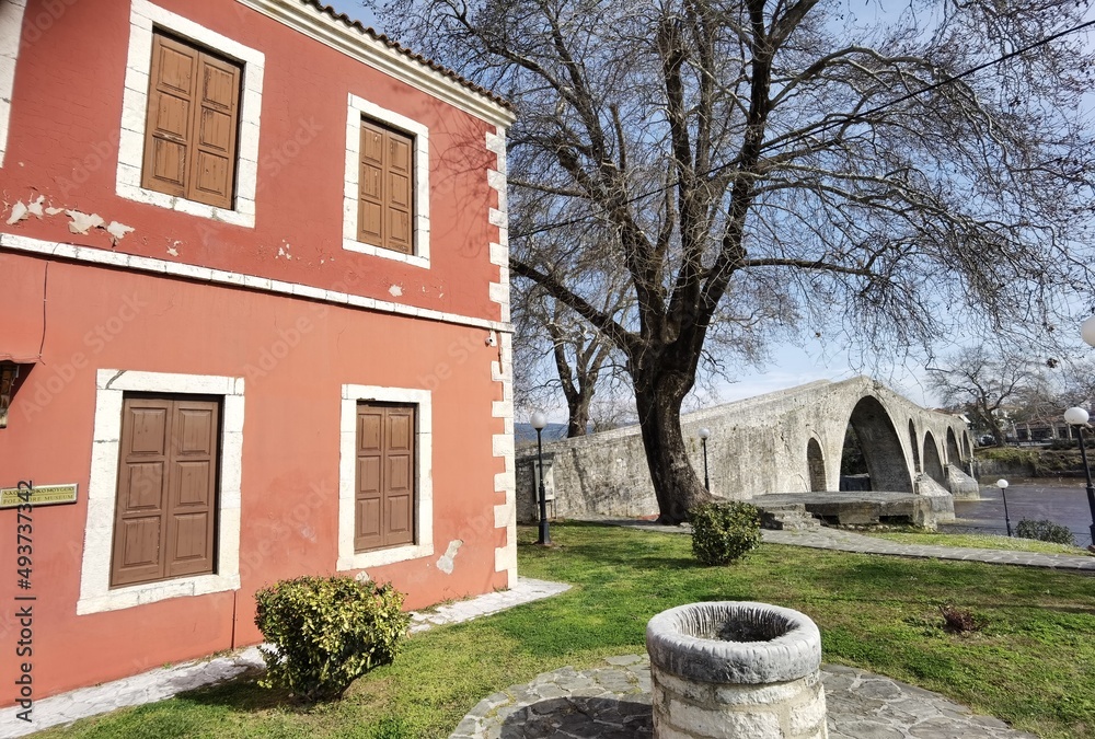 bridge arched in arta city on arahthos river in greece