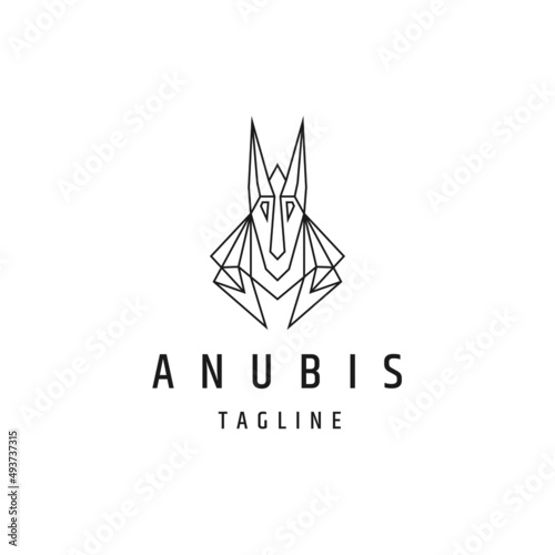 Anubis line logo concept. flat icon design template