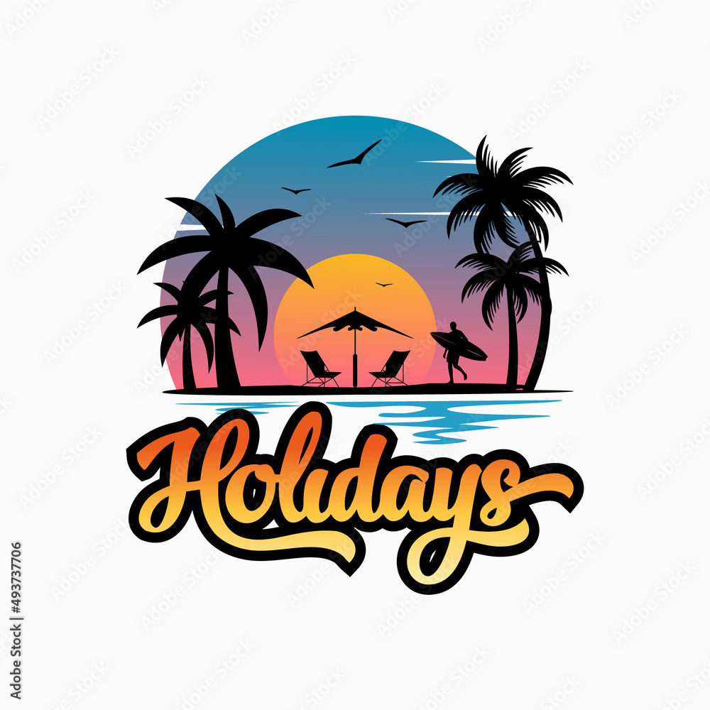 Beach logo design vector
