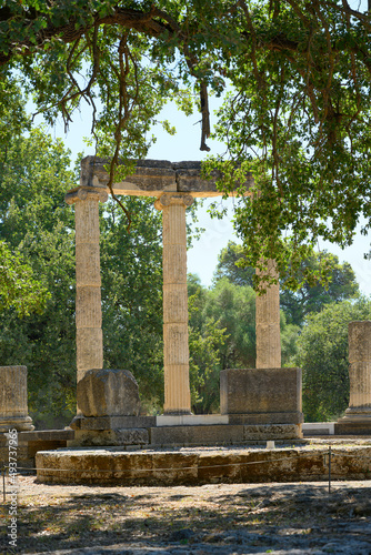 Ruine des Philipeiontempels im antiken Olympia, Peloponnes, Griechenland