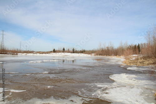 Fototapeta Naklejka Na Ścianę i Meble -  Melting Lake, Pylypow Wetlands, Edmonton, Alberta