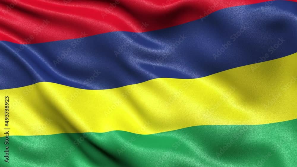 Mauritius Flag Seamless Loop. 3D animation.