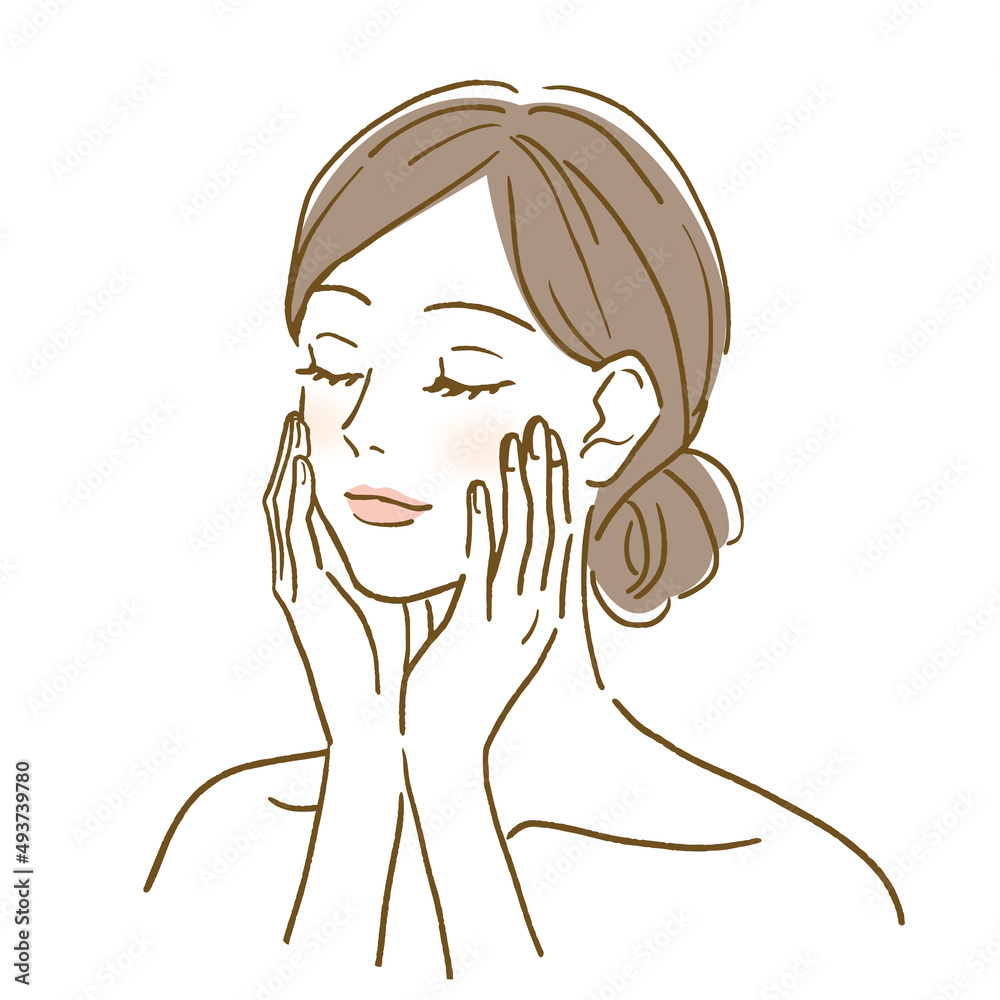 スキンケアする女性 美容のイメージ Stock Vector Adobe Stock