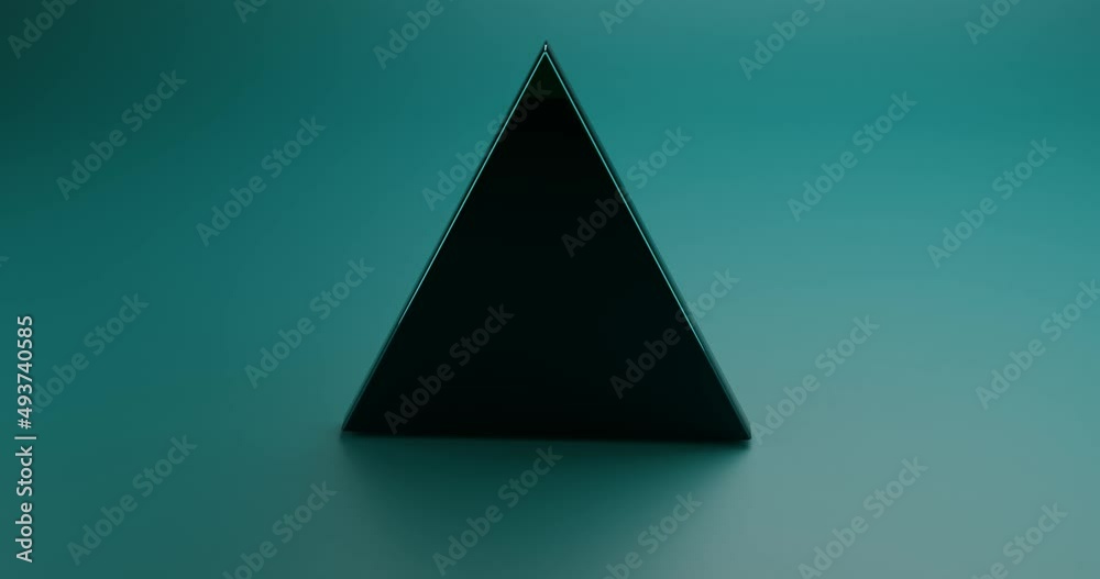 Abstract impossible triangle shine green. 3D Illustration