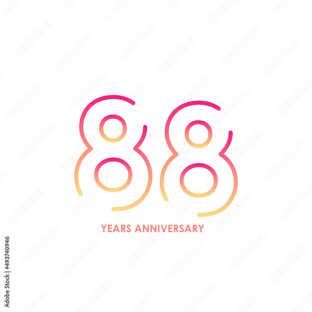 88 anniversary logotype with gradient colors for celebration purpose and special moment
